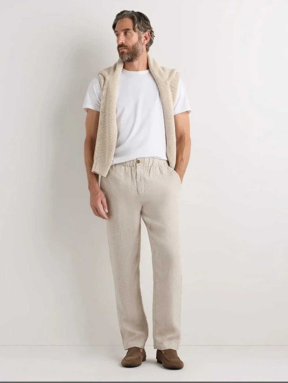Quince Men's 100% European Linen Pants Driftwood Large L 32